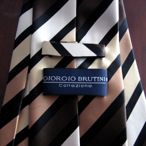 NWOT GIORGIO BRUTINI BROWN BLACK MULTI TIE CRAVAT - Picture 3 of 5